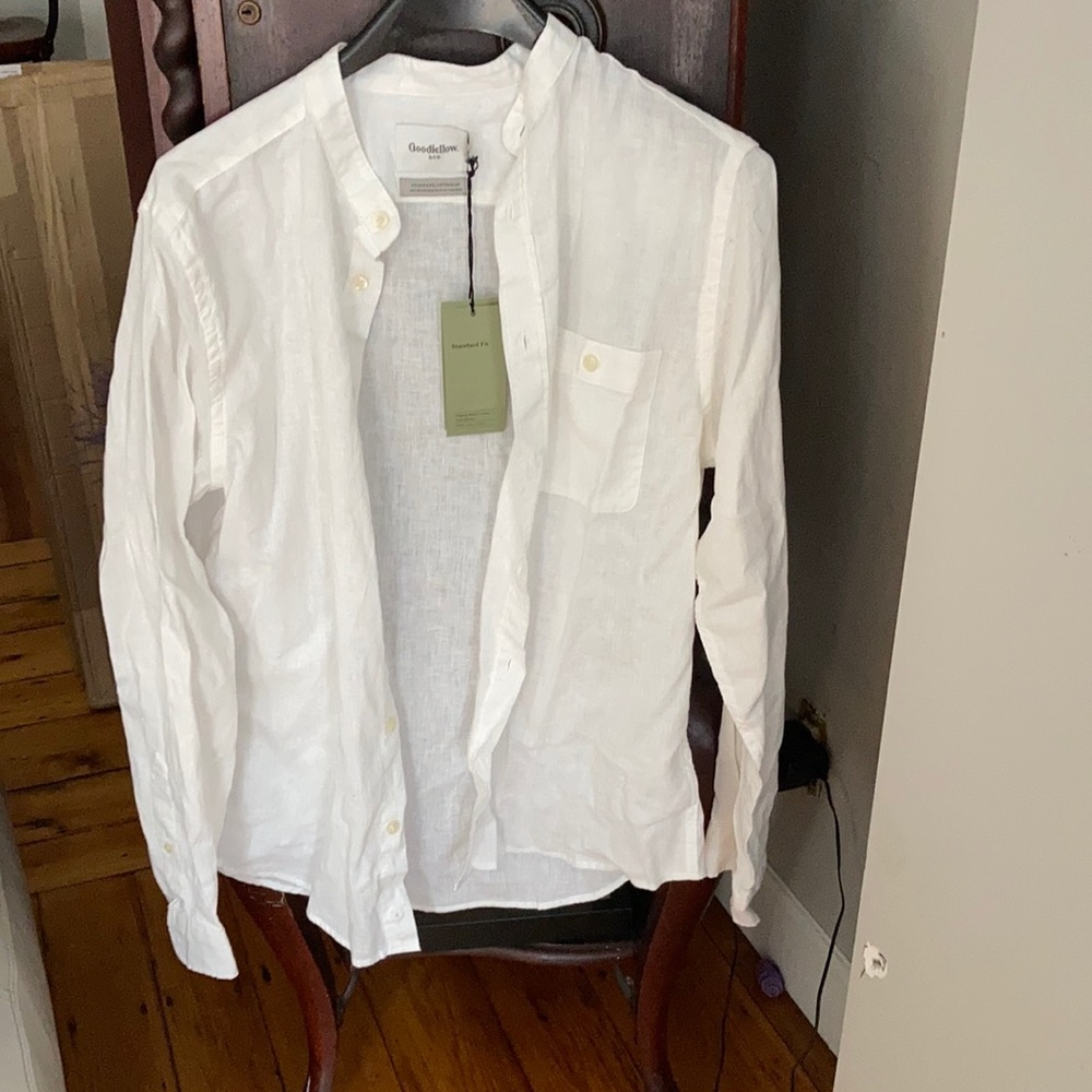 Men’s linen shirt with Nero collar sz M